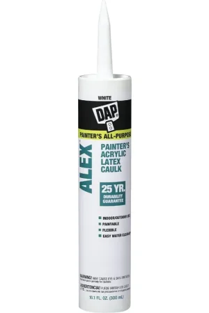 DAP 18670 Painter's Acrylic Latex Caulk, White, 40 to 100 deg F, 10.1 oz Cartridge Trusted Brand